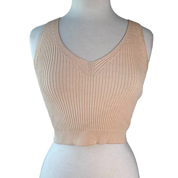 Nude Ribbed Crop Top - Stretchy Size S/ M - Picture 2 of 6